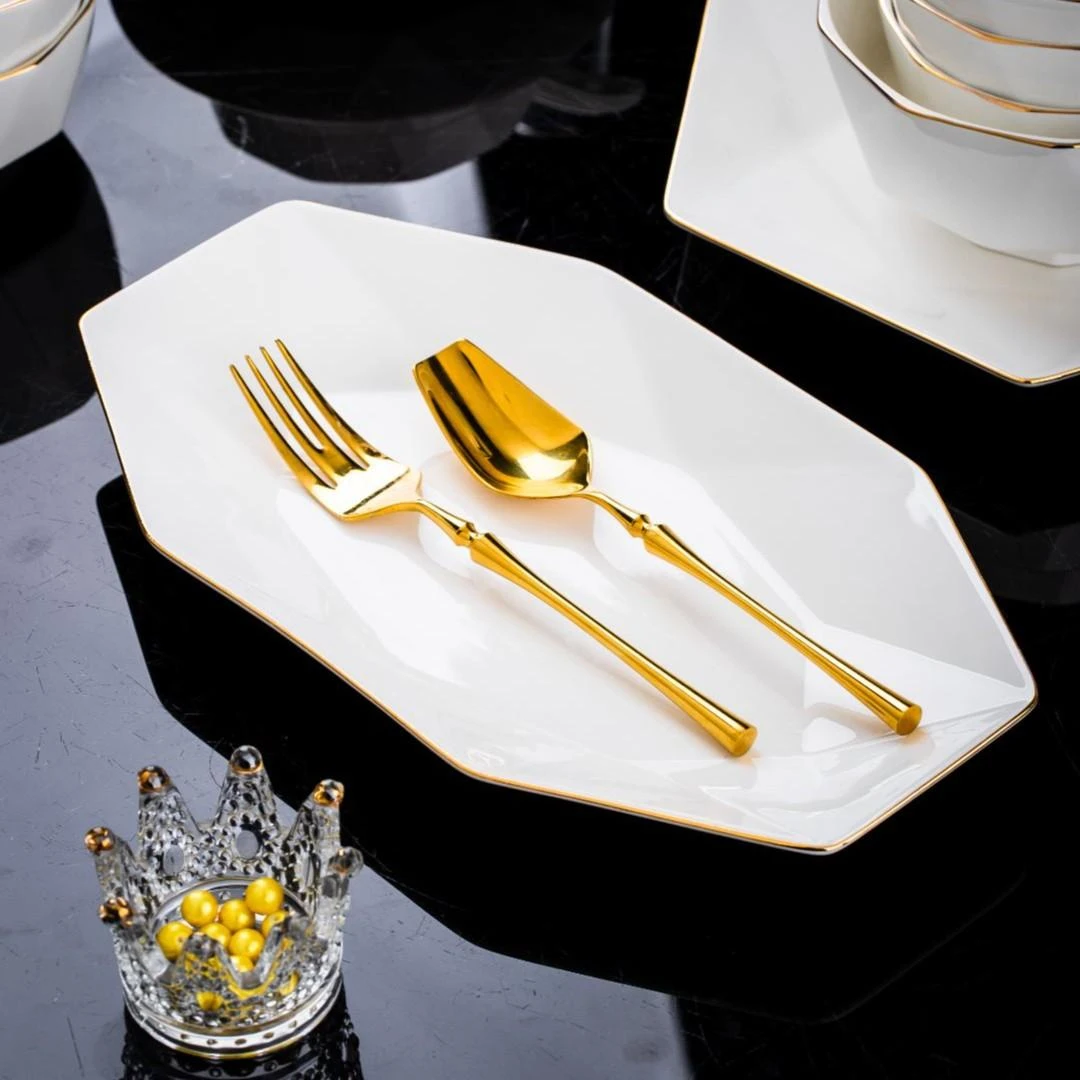 钻石人生12英寸八角鱼盘景德镇家用陶瓷盘子餐具高档餐盘饺子盘