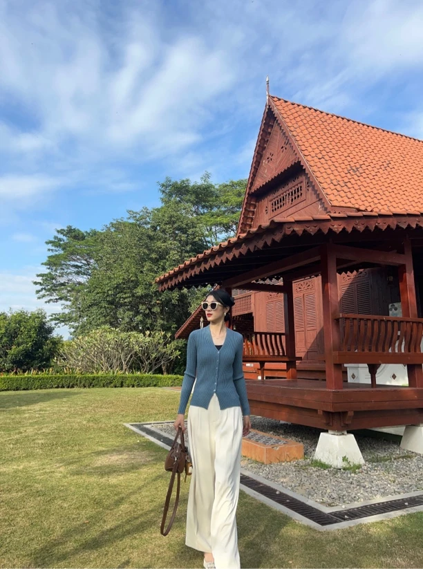 LANA CLOSET 60支双股扬子纱V领羊毛针织开衫网红洋气炸街女装