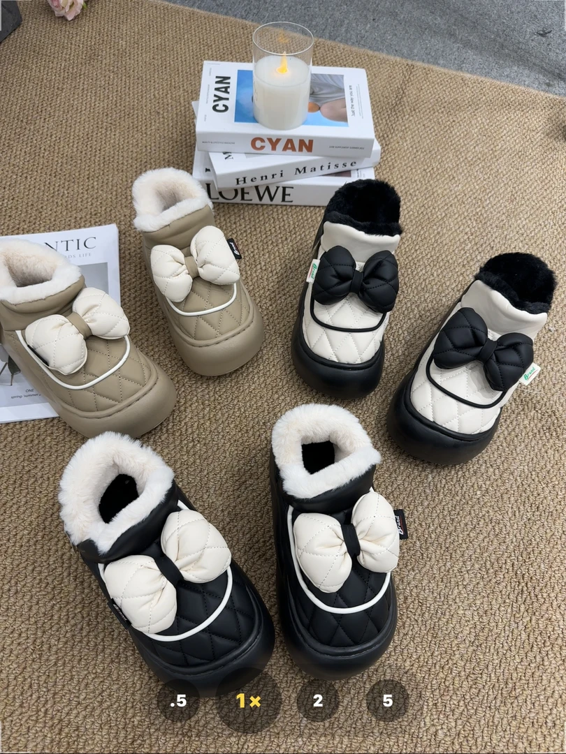 【七安倩】蝴蝶结包跟棉拖鞋