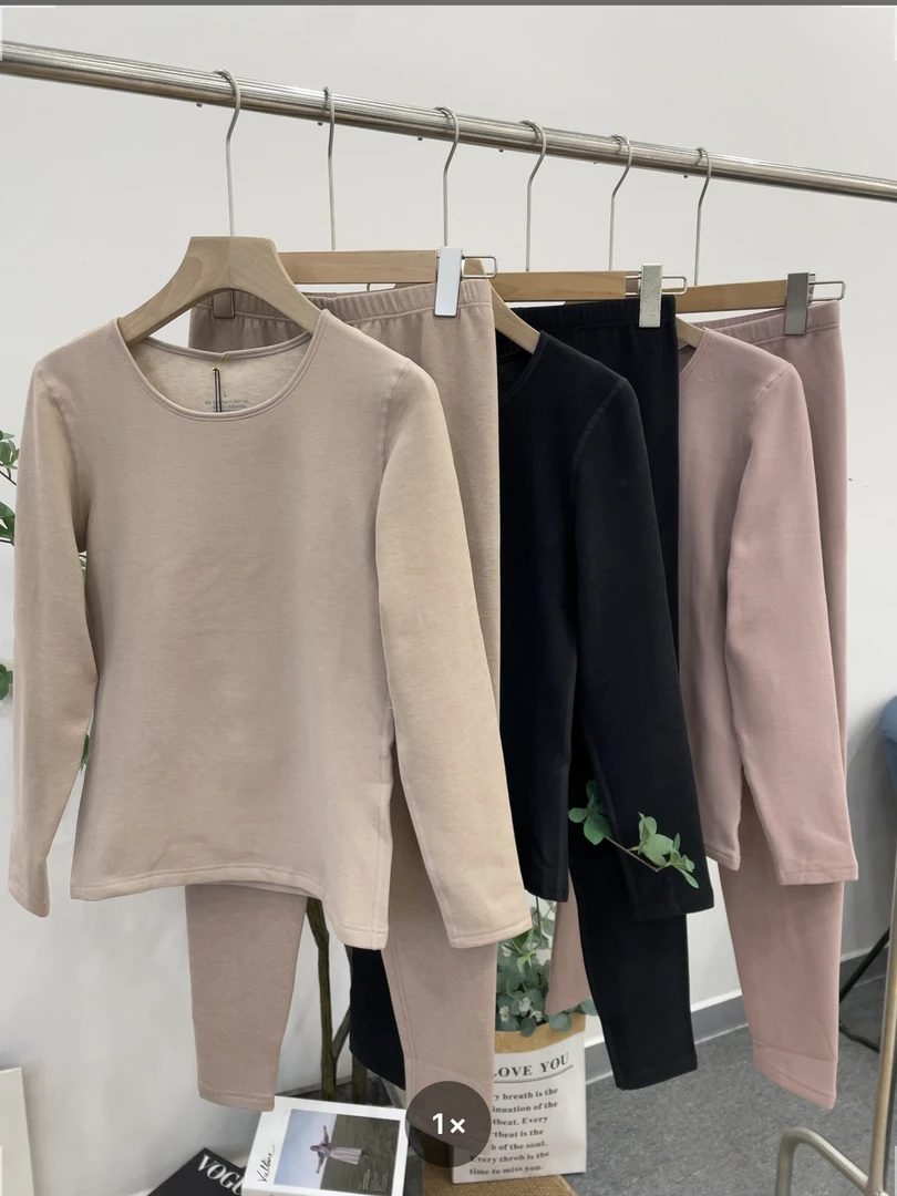 【七安倩】女士加厚保暖套装925