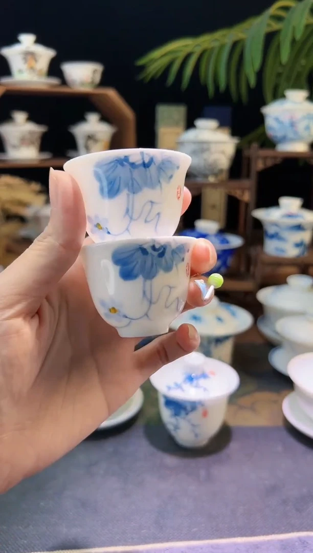【闪购商品】羊脂玉牵牛花杯子2个装