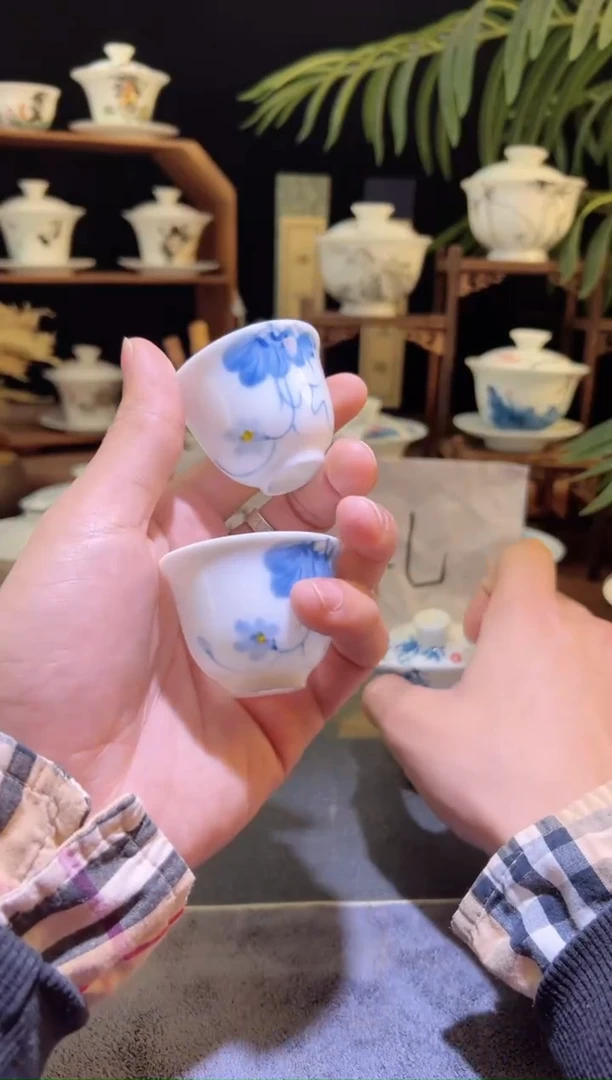 【闪购商品】羊脂玉  牵牛花 铃铛杯 40ml  两个