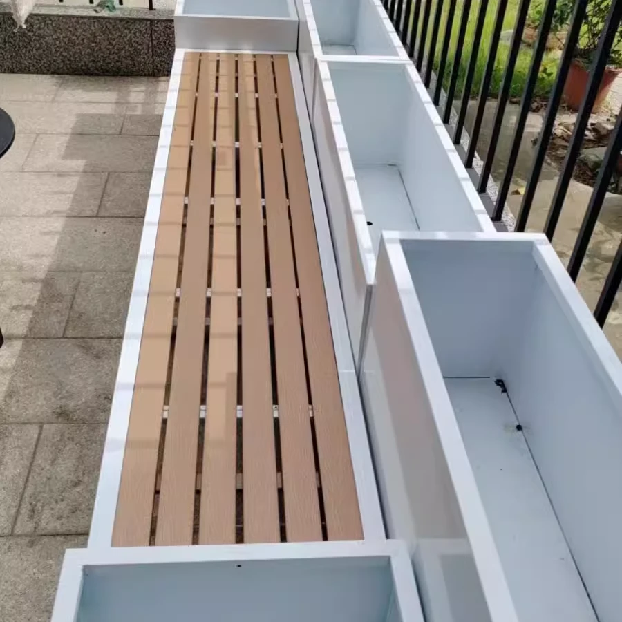 户外铁艺花箱种植箱售楼部商业市政坐凳组合绿化庭院广场塑木花槽