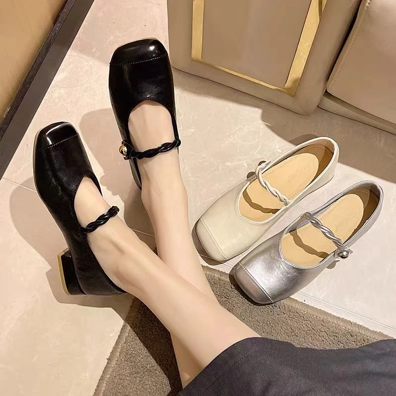 1829新款矮跟方头时尚百搭小单鞋仓