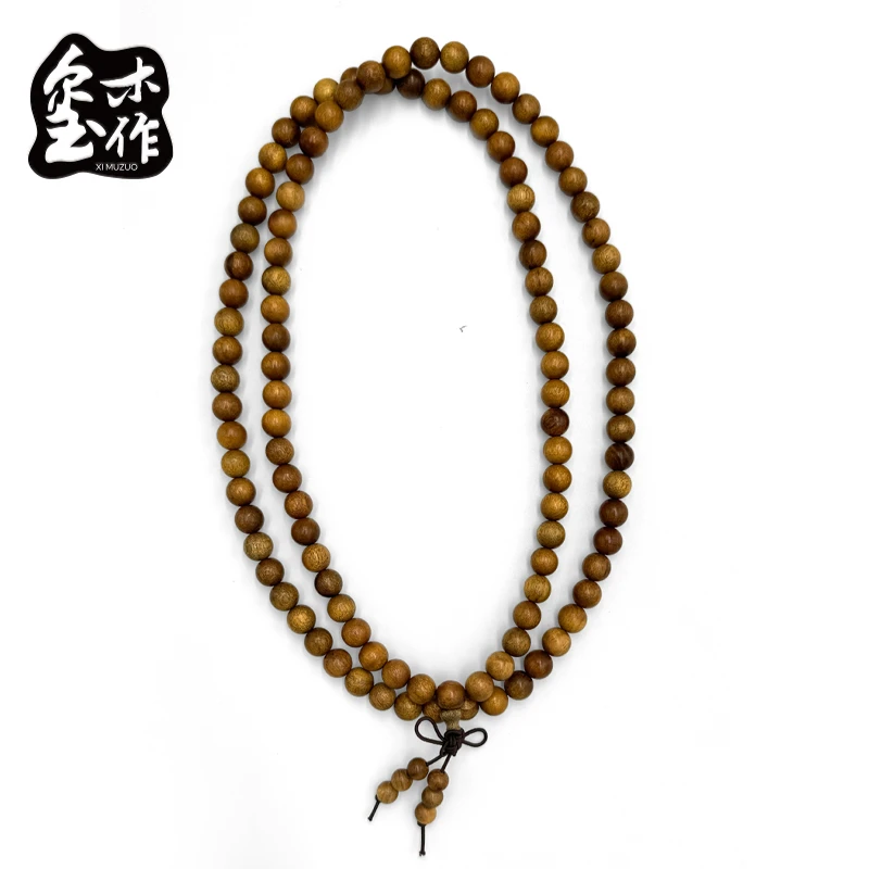 【金丝楠】玺木作0.8*108颗把玩金丝楠手串花纹精美