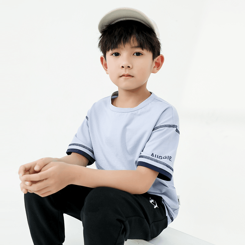 多多家撞线极简风短袖天蓝色160码