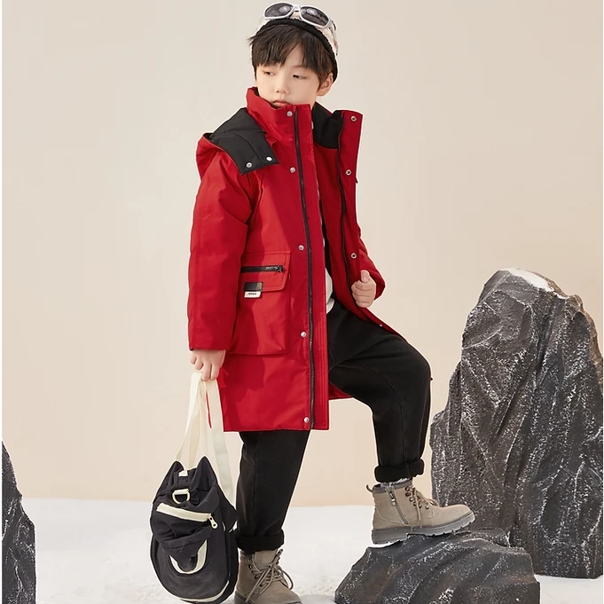 多多家231980【极寒.派克羽绒服】中长款连帽冬季白鸭绒保暖休闲