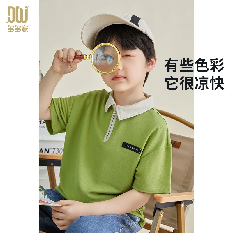 多多家6209【超薄 凉感Polo衫】儿童中大童夏季休闲上衣简约洋气