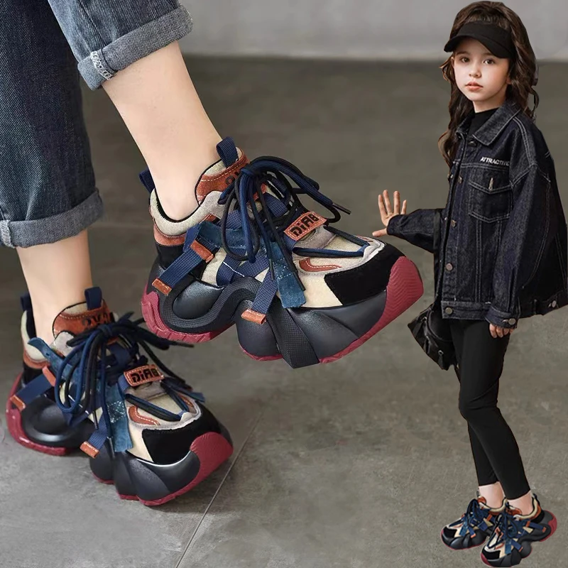 女童运动鞋2025秋冬新款中大童加绒老爹鞋学生跑步鞋软底儿童鞋子