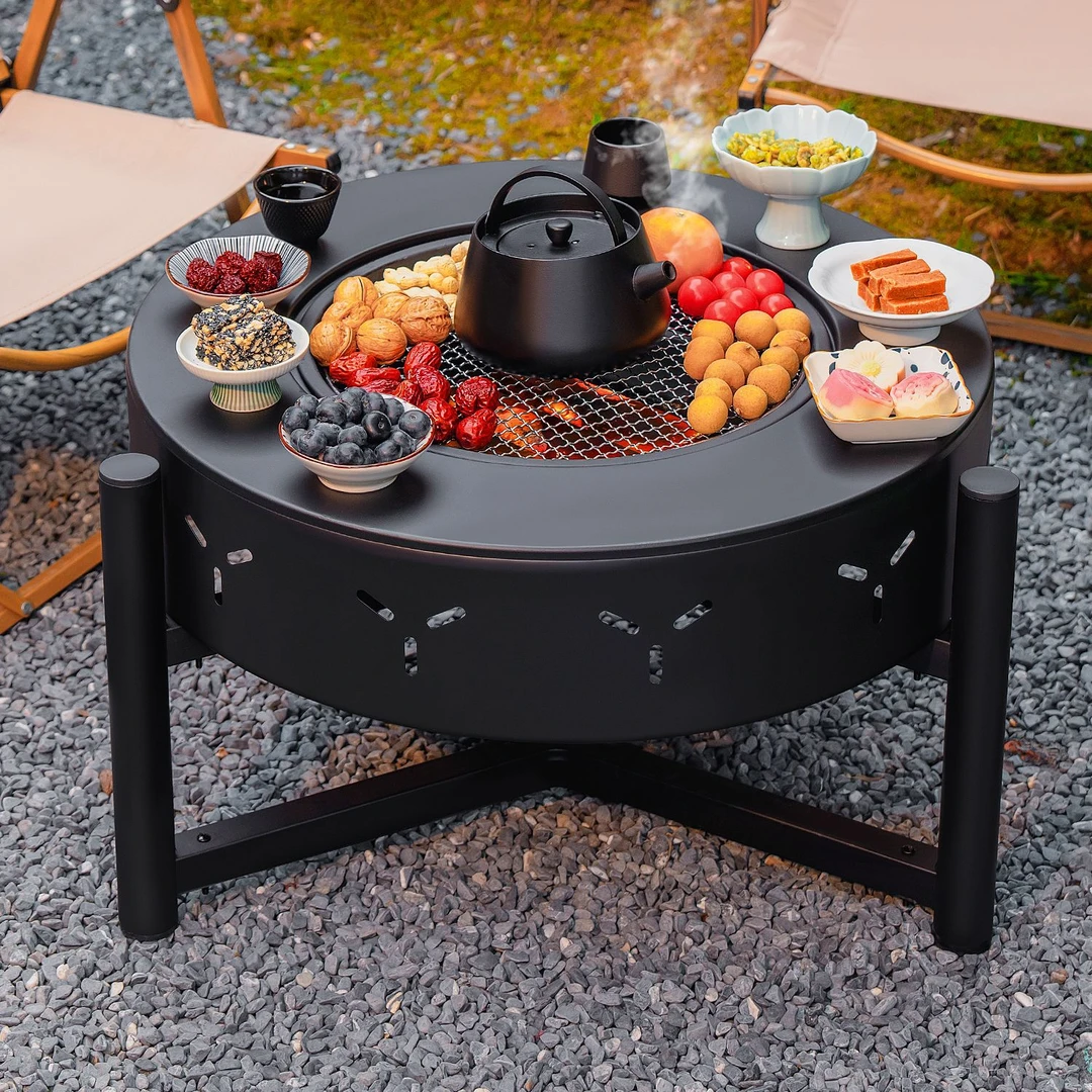 分体式围炉煮茶烤火炉套装家用室内器具全套冬天庭院火炉烧烤桌盆