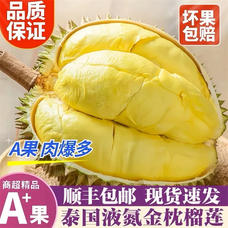 【现发】泰国进口金枕头榴莲整个树上熟液氮带壳榴莲包邮-D