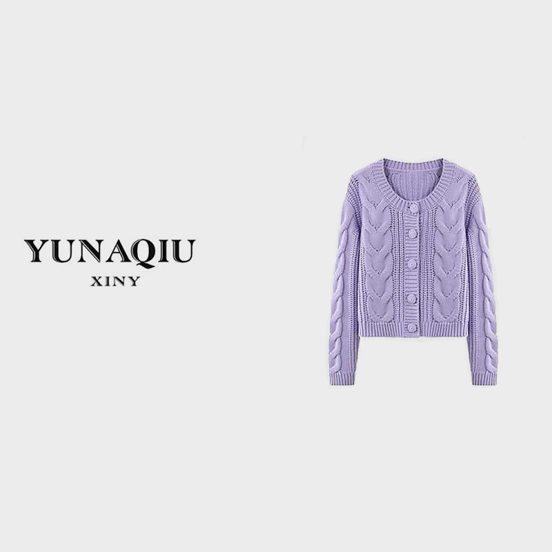 YUNAQIU-纯色长袖时尚百搭设计师圆领秋冬秋季-8589