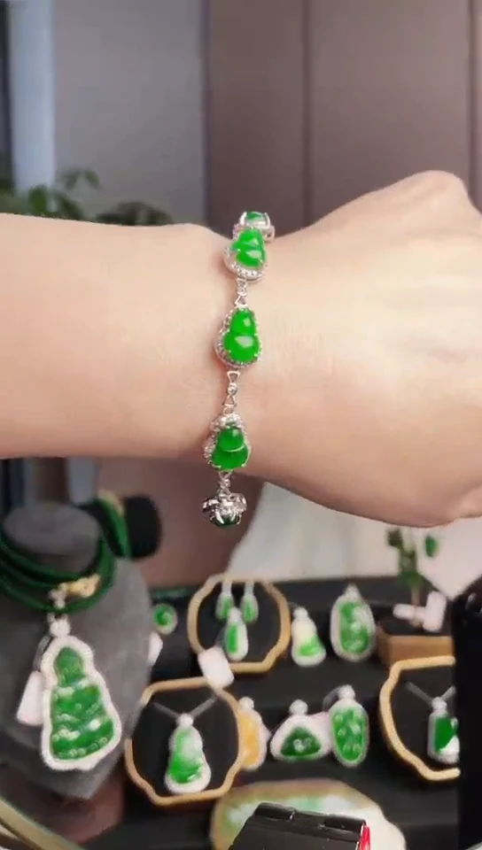 【闪购商品】翡翠手链银S925镶嵌葫芦