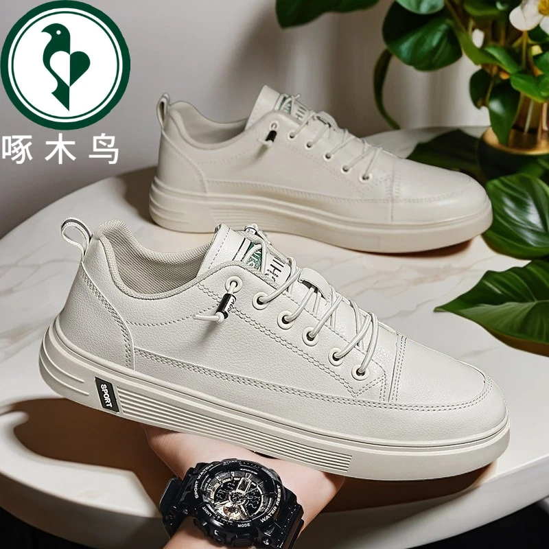 【正品】啄木鸟男鞋夏季透气2024新款白鞋百搭休闲秋季运动潮流板鞋