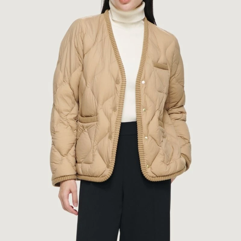 秋冬氛围感V领显瘦针织90鹅绒子短款轻薄女士短款鹅绒外套603007G