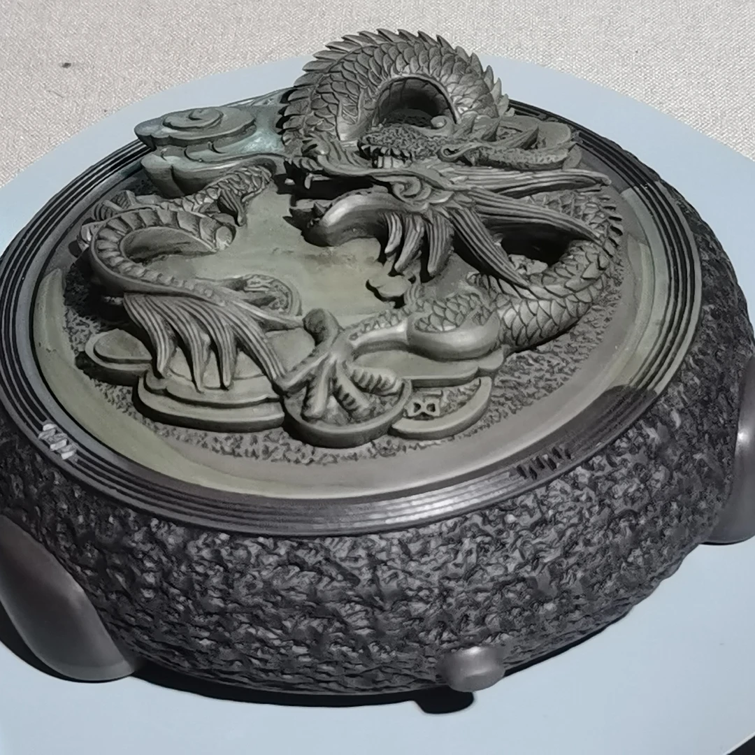 砚台带盖易水砚大墨海龙砚