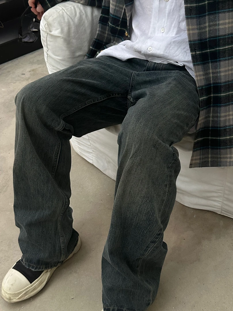 see also设计感复古竹节直筒牛仔裤百搭休闲宽松男女款长裤