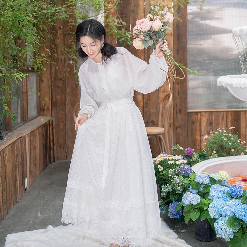 瞳莞原创汉服雪中春信松紧长裤衬裙蕾丝精致日常百搭2023春夏新款