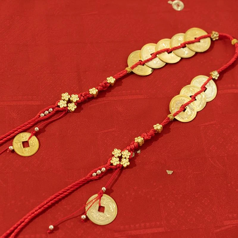 瞳莞原创设计腰缠万贯铜钱腰链汉服配饰古风长流苏衣服小挂件