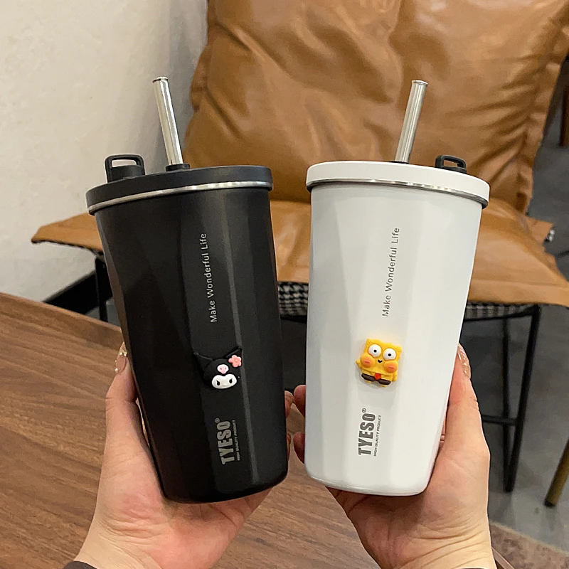 高档保温杯男女高颜值吸管杯子办公室咖啡杯夏季保冷杯大容量水杯