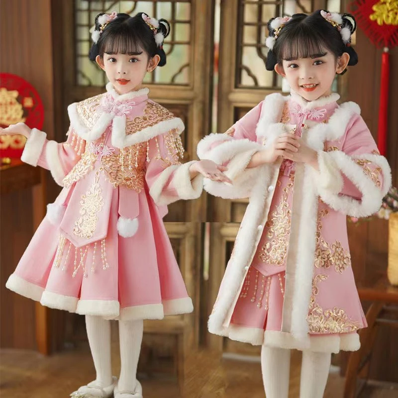 女童冬装拜年服冬季儿童装过年服中国风唐装秋冬款新年汉服连衣裙