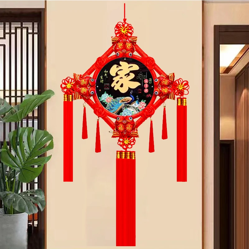 H【大号】彩绘款经典中国结餐厅卧室客厅背景墙装饰新年挂件含挂钩
