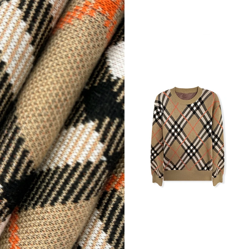 2024 新设计经典做旧菱格情侣款套头毛衣W5006