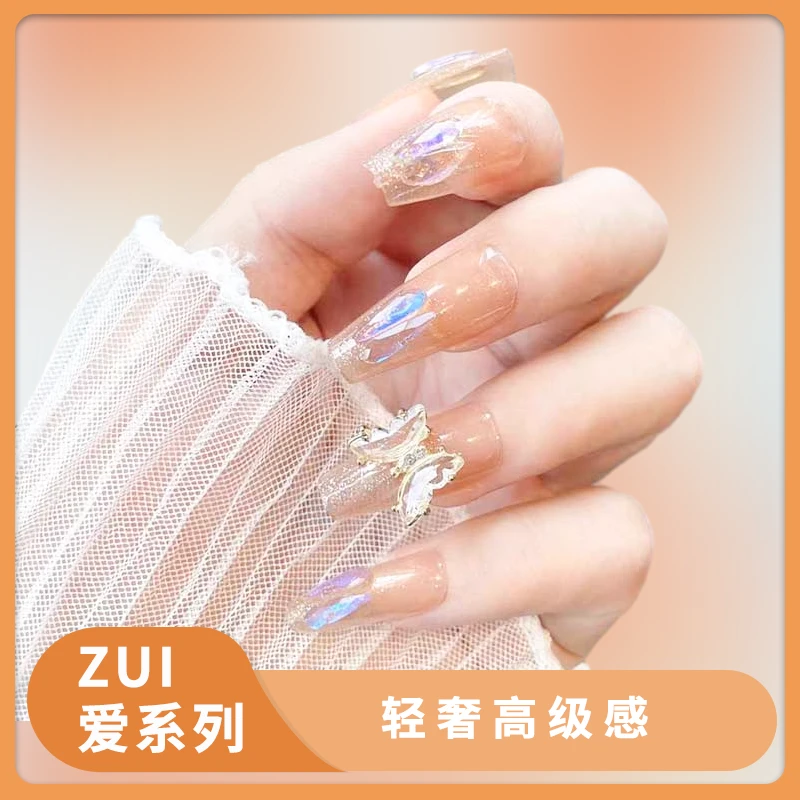 轻奢高级感穿戴甲带钻甲片高档穿戴甲片秋冬指甲贴红色裸色美甲片