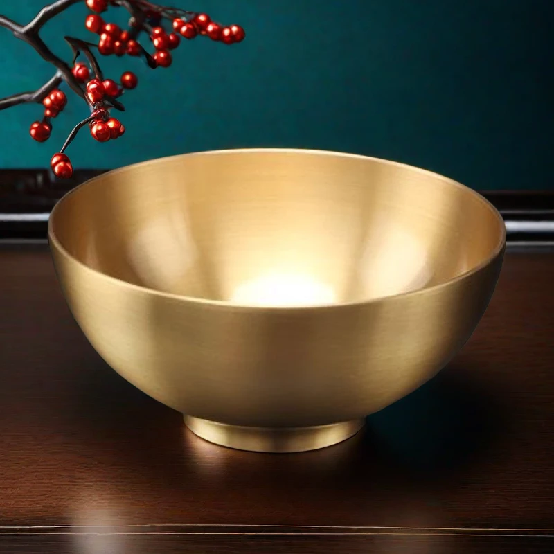 文善阁黄铜金饭碗铜碗家用防摔铜餐具黄铜碗铜饭碗吃饭碗送礼摆件