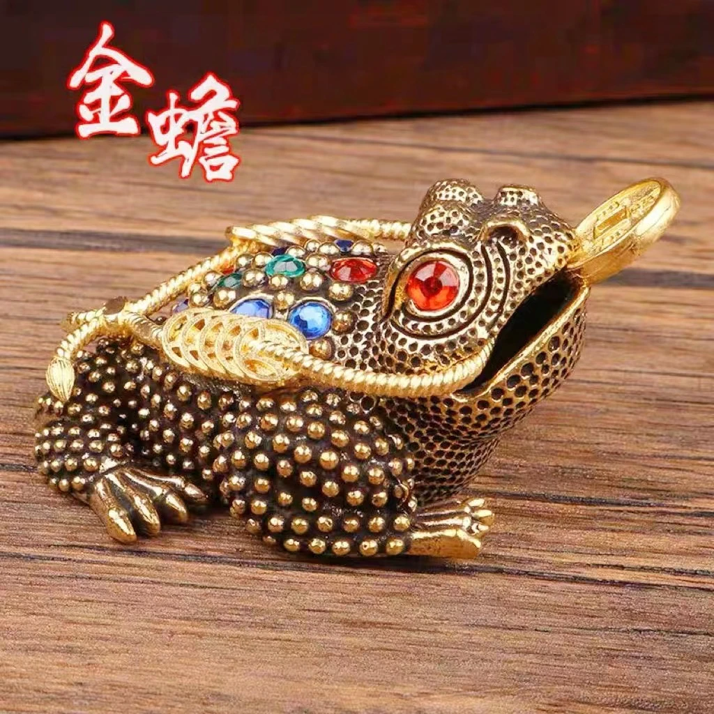 黄铜三足金蟾大号桌面镂空摆件蟾蜍客厅办公室貔貅金钱创意工艺品