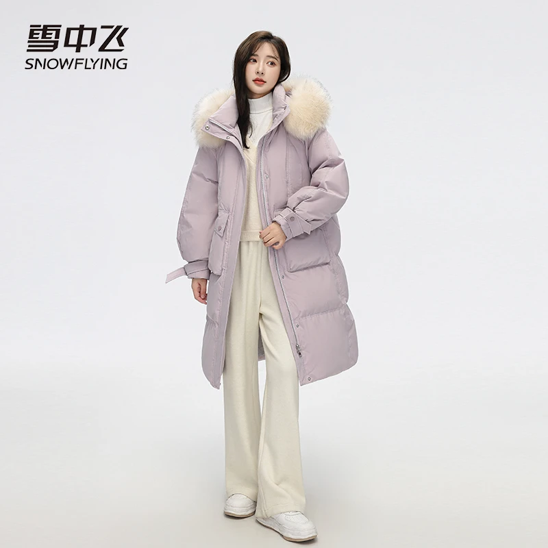 雪中飞蝴蝶袖超大毛领羽绒服X40140348