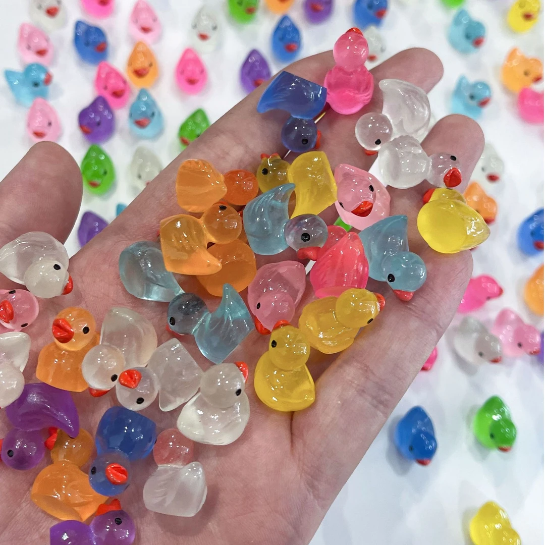 彩色夜光小鸭子创意树脂手工DIY小摆件