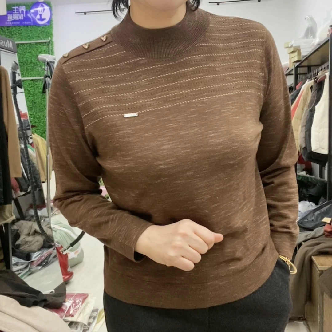 娜娜家7577半高领冬季羊毛衫加绒保暖长袖半高领针织