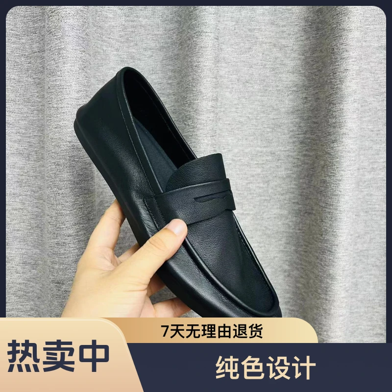 2024新款软底经典懒人鞋真皮休闲皮鞋男士一脚蹬乐福鞋休闲乐福鞋