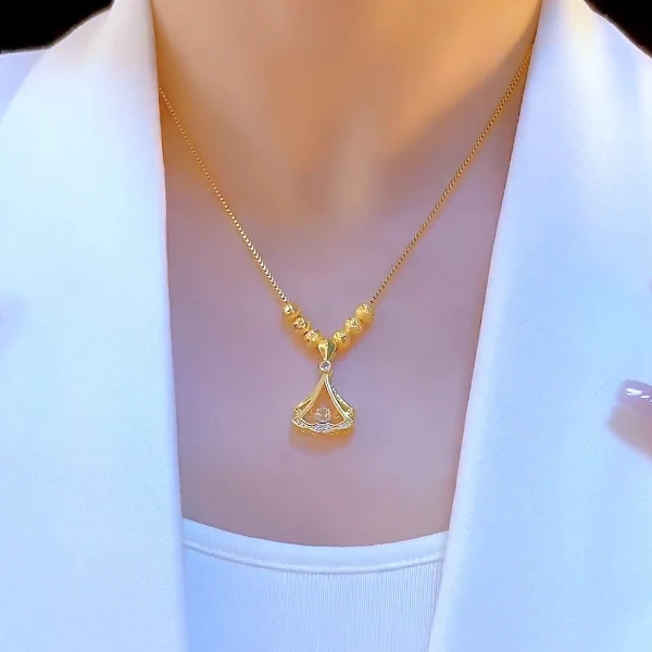 钛钢项链 不掉色灵动银杏叶项链爱心小裙子吊坠小众设计感锁骨链