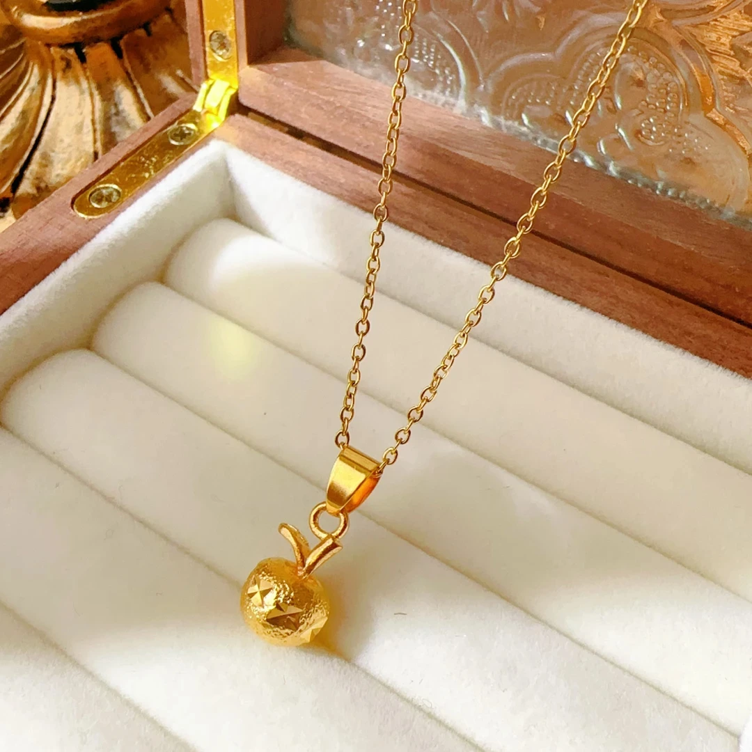 钛钢项链 小苹果项链秋冬轻奢气质毛衣链精致百搭锁骨链时尚女士