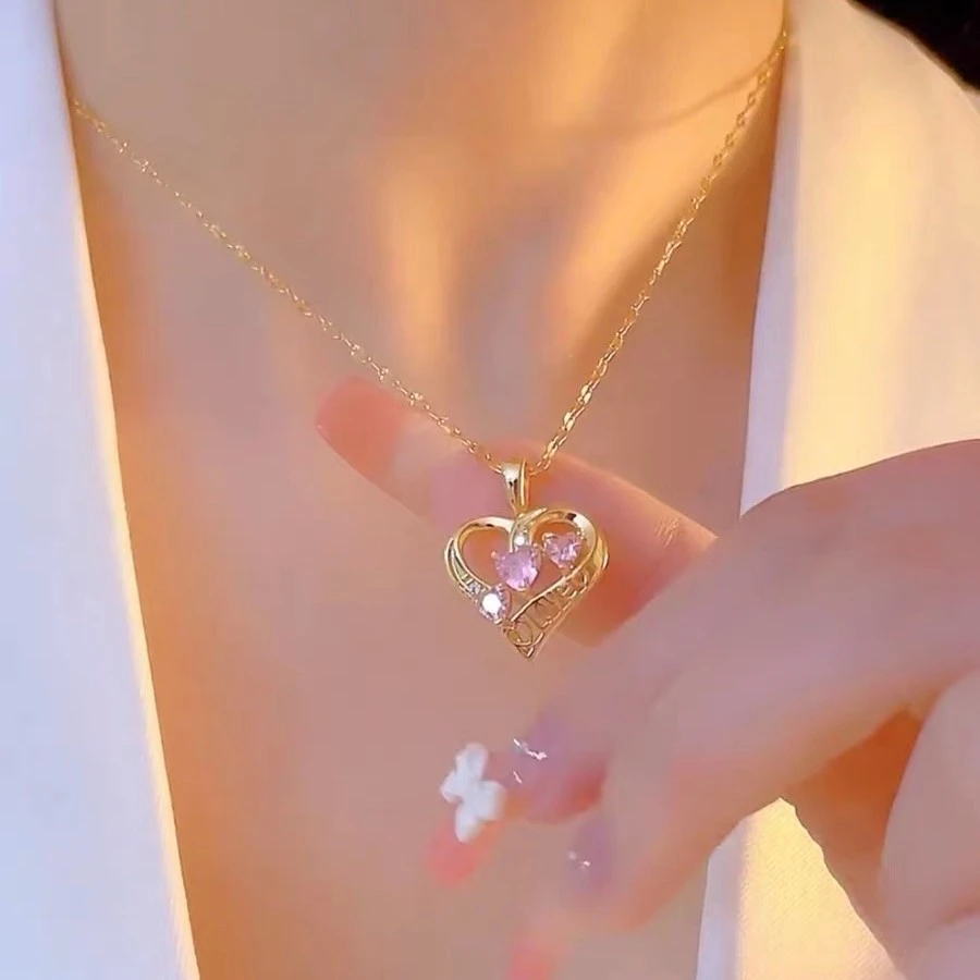 钛钢项链 轻奢小清新甜美爱心项链女可水洗不掉色洋气高级锁骨链