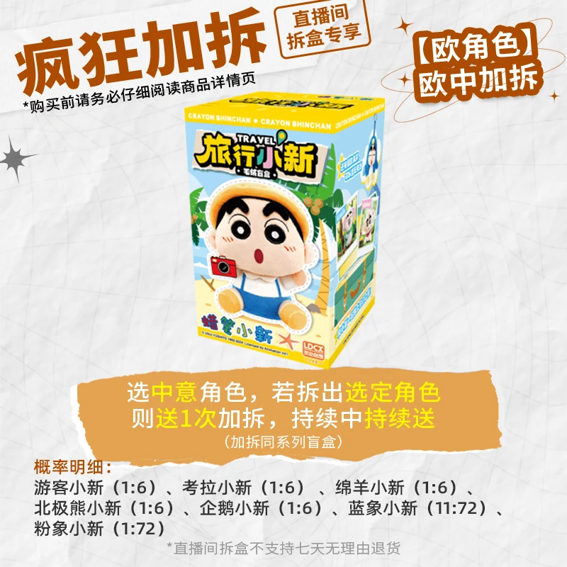 【疯狂加拆kuku拆】蜡笔小新 旅行小新 盲盒正版玩偶挂件灵动创想