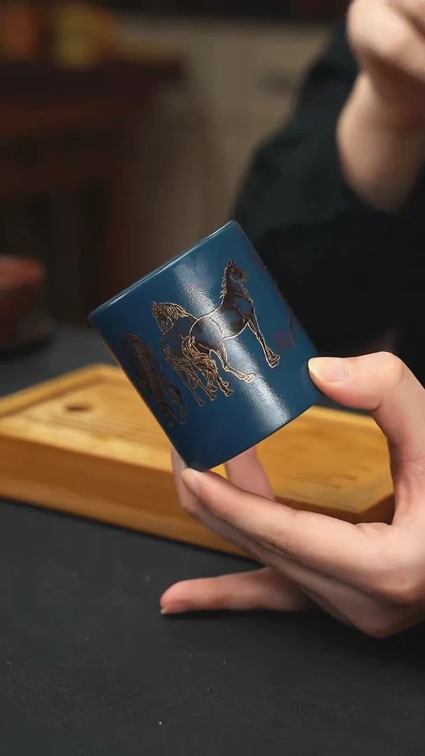 【闪购商品】紫砂茶杯苏门答腊青八骏