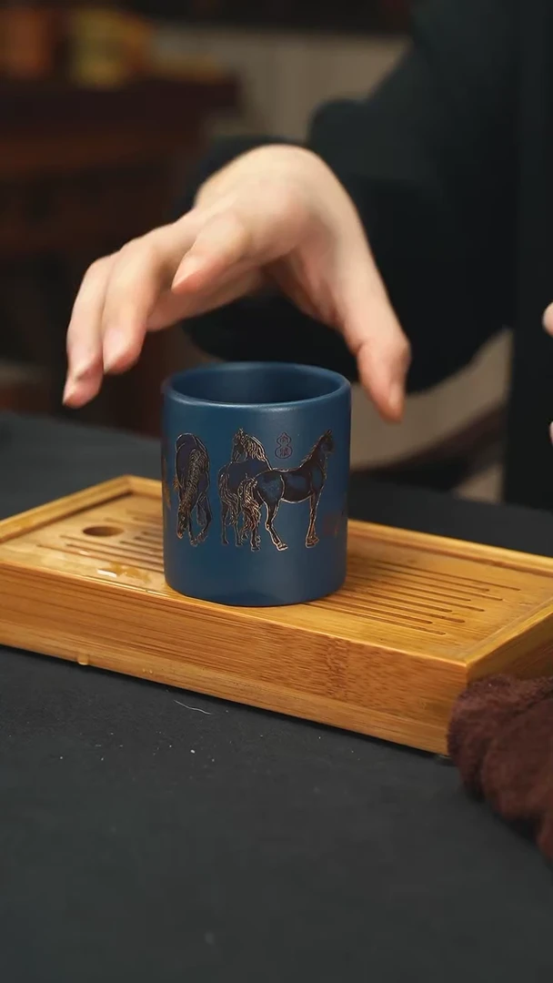 【闪购商品】紫砂茶杯苏门答腊青八骏