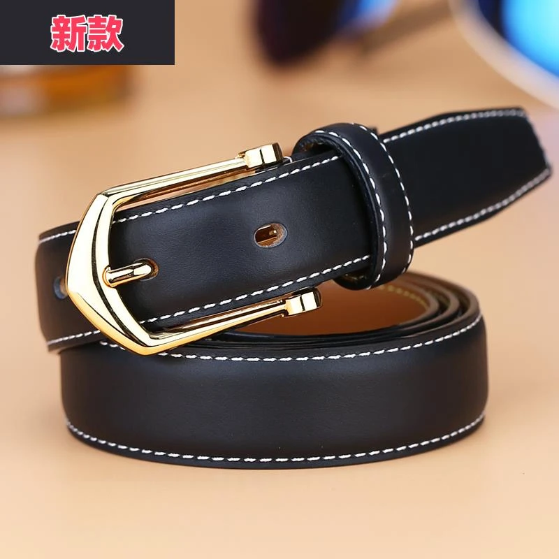 时尚新款皮带女真皮休闲针扣时尚百搭腰带女头层牛皮韩版女生裤带