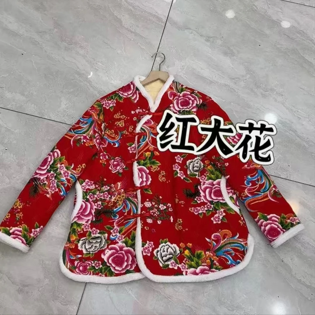 9350-大码女装秋冬新款保暖东北风盘口网红爆款小花棉袄