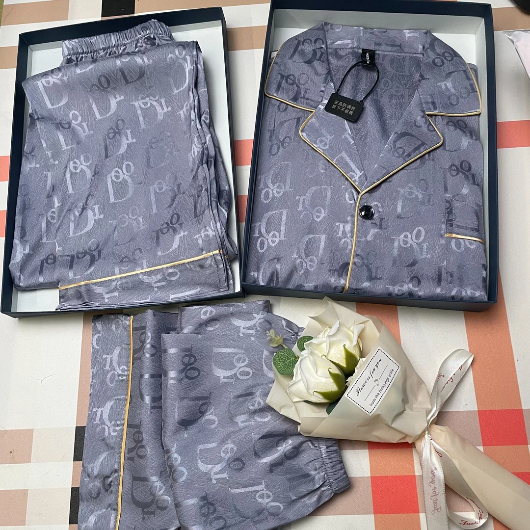 【撤柜】男款短袖三件套睡衣套装家居服男士提花