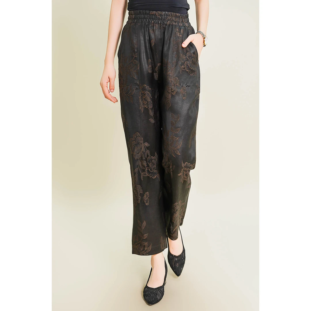 【花盈】2024新款桑蚕丝重锻重磅休闲时尚小脚裤子-40353