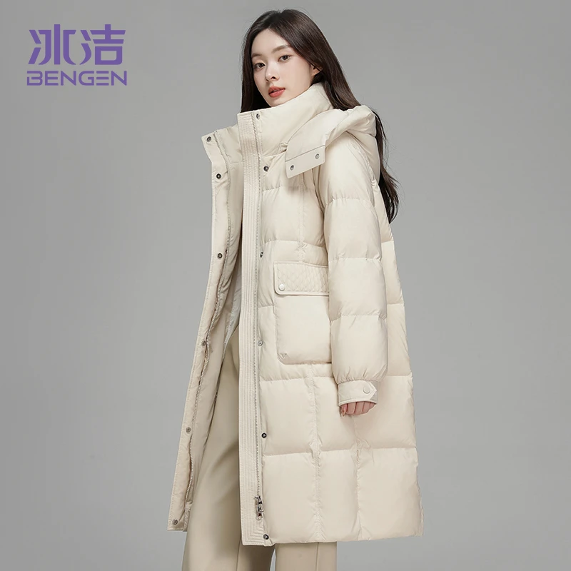 【姿姐】冰洁冬季新款简约保暖中长厚款运动羽绒服WY133