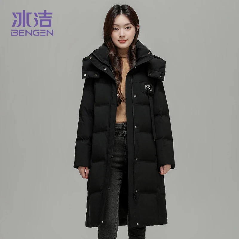 冰洁飘带时尚气质休闲加厚中长款冬季连帽秋冬WY282