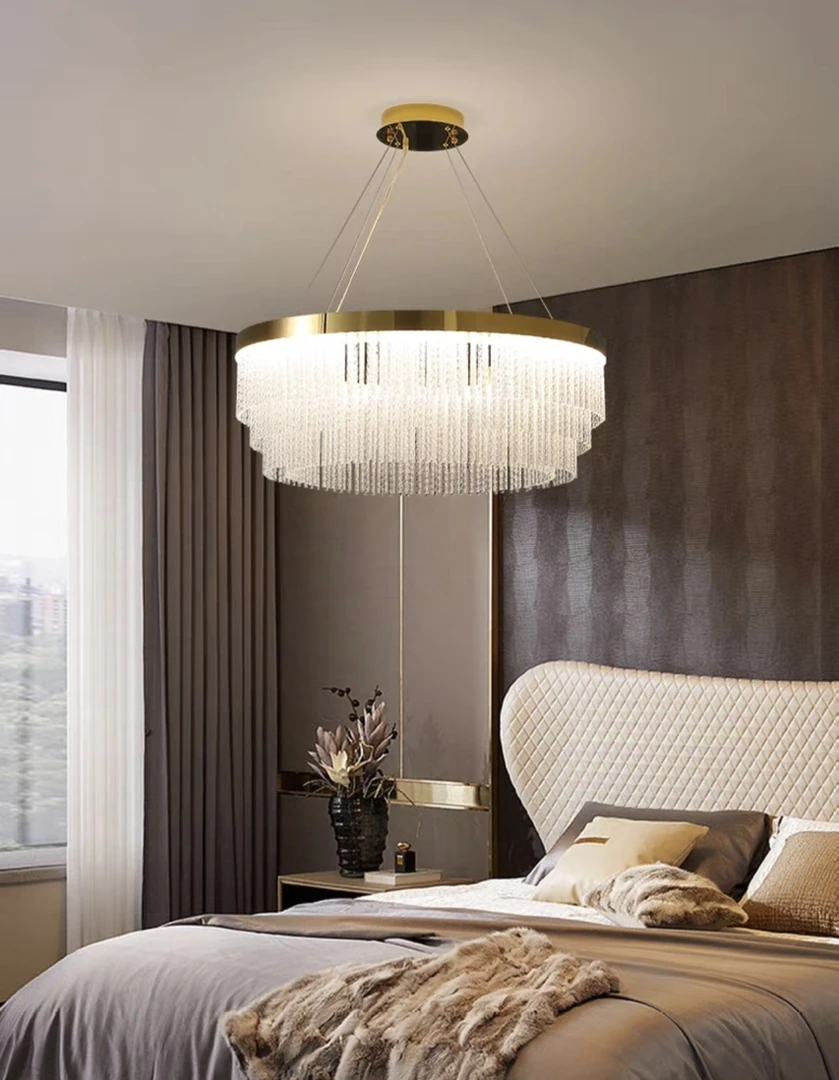 港式后现代轻奢吊灯简约水晶客厅灯大气家用圆形卧室餐厅智能灯具