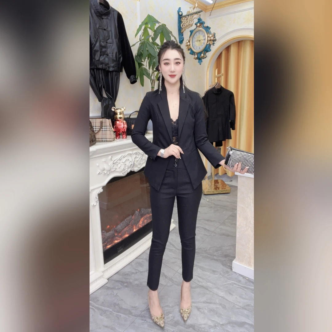 （8881）雪颖家2024年春季新款锦棉微弹修身时尚气质显瘦西服女