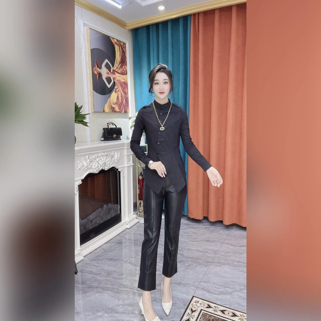 （6888）雪颖家2024年秋季斜襟桑丝绵衬衫修身百搭显瘦气质款衬衫女