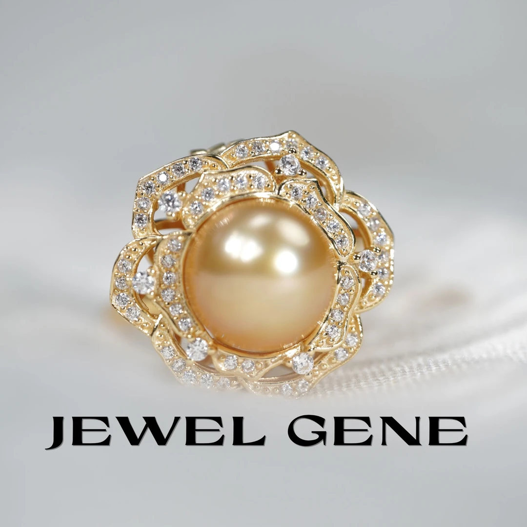 海水南洋金珠戒指吊坠两用款S925银精致时尚